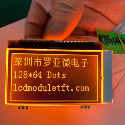 Горячее продавая 128X64 ставит точки паять дисплея FSTN FPC модуля St7565p оранжевый Blacklight Transmissive LCD
