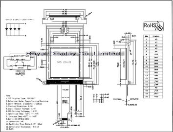 модуль STN положительное 128*128 LCD COG электропитания 3.3V ставит точки водитель NT7541