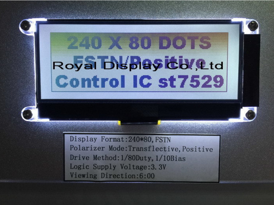 240X80 ставит точки графический дисплей Stn FSTN LCD Cog с LCD освещает контржурным светом