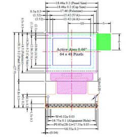 64 x 48 размер/цвет модуля дисплея разрешения OLED пикселов различные приемлемый