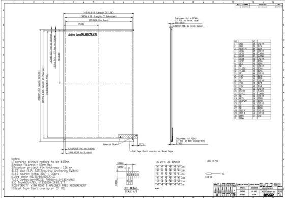 10.1 дюймовый TFT LCD модуль INNOLUX P101SFA-AF0 Диагональ 1600*RGB*2560