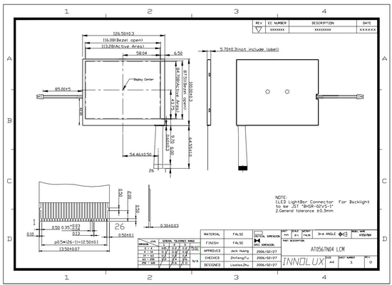 5.6 дюйма Innolux TFT LCD панель 320*234 RGB At056tn04 Аналоговый сенсорный экран