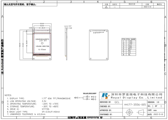 1.77'' 1.8' TFT LCD модуль 128*160 RGB с ST7735 4-линейным интерфейсом SPI 65k