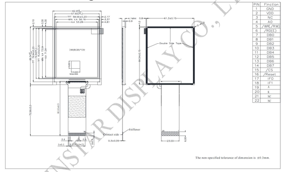 3.5' 240*320 Wide TFT LCD Module Wide View Mono Transmissive IC ST7511 Модуль с широким диапазоном просмотра