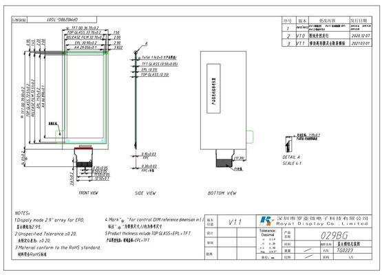 2.9'' EPD дисплей Модуль электронной бумаги 128*296 Ultra Wide View Bi-Stable SPI Интерфейс настраиваемый