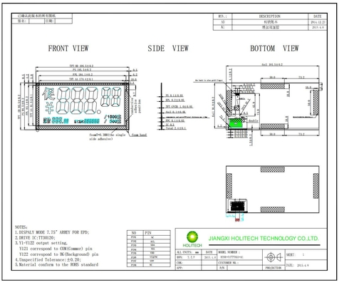 Hink 7,75" EPD Mono Color 3.0V с Tt30120 E-Paper Display 120 Сегментный дизайн