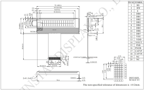 16*2 символов COG LCD Модуль 6800/SPI/I2C Интерфейс 5*8 точка 5V Монохромный настраиваемый