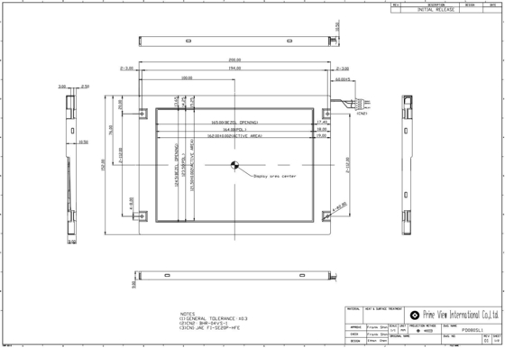 8' TFT LCD PD080SL1 PVI 800*600 RGB CCFL Дисплей промышленного касания широкой температуры