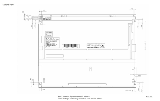 12.1'' TFT LCD модуль 1024*768 RGB NEC 600:1 LVDS интерфейс промышленный дисплей
