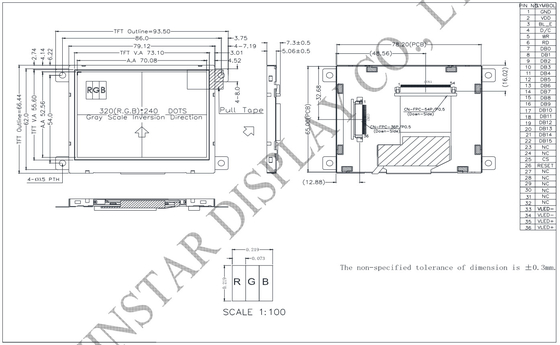 3.5' 320*RGB*240 SSD1963 широкая температура TFT LCD модуль