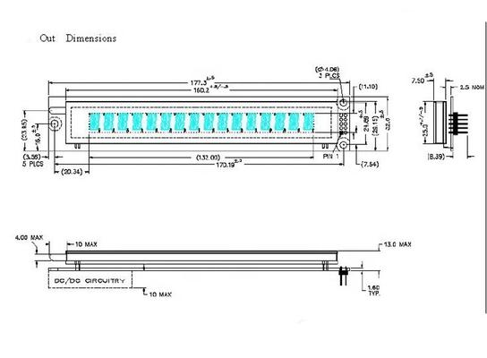 16 линия графического дисплея 16L101ss5 FSTN чисел VFD Transmissive 1 для Samsung