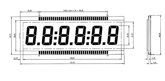 DE156-TU TN LCD модуль -40 до +90 градусов замена большого размера монохромный трансфлективный