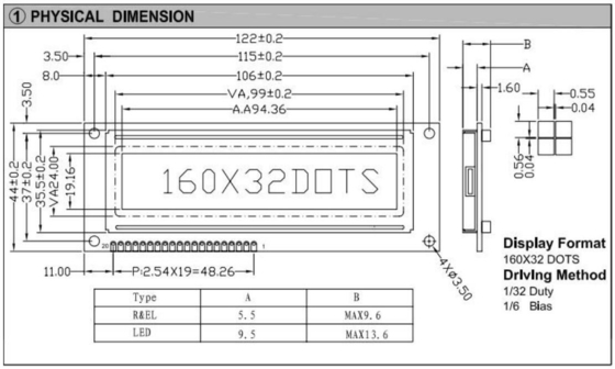 160*32 Графический ЖК-модуль FSTN Большой размер ST7920/ST7921 Широкотемпературный промышленный дисплей Настройка