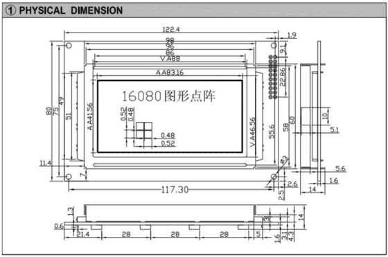 160*80 Графический ЖК-модуль FSTN LC7981 5.25в с задней подсветкой и широкой температурой промышленного дисплея