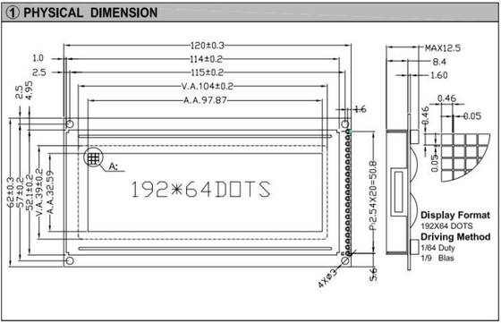 192*64 Графический ЖК-модуль FSTN AT0107 с подсветкой широкого температурного промышленного дисплея