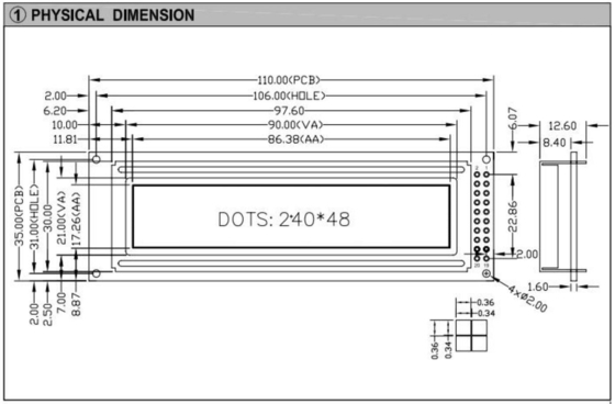 240*48 Графический STN LCD модуль с ПКБ противопоказаний подсветки TS107/TS108 Промышленный дисплей