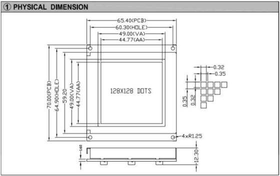 128*128 Графический модуль FSTN LCD с подсветкой PCB T6963 Wide Industrial Display