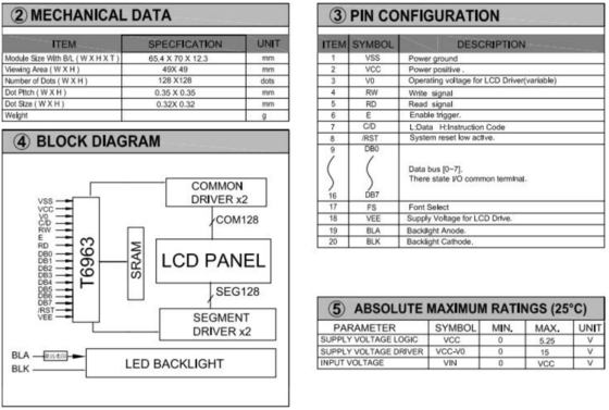 128*128 Графический модуль FSTN LCD с подсветкой PCB T6963 Wide Industrial Display