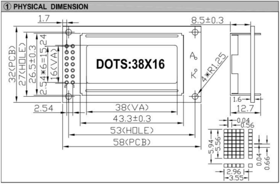 38*16 символов FSTN LCD модуль St7066 с подсветкой PCB широкотемпературный промышленный дисплей