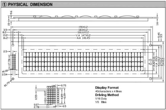 Модуль LCD с 40*4 символами большого размера с подсветкой широкой температуры промышленного дисплея