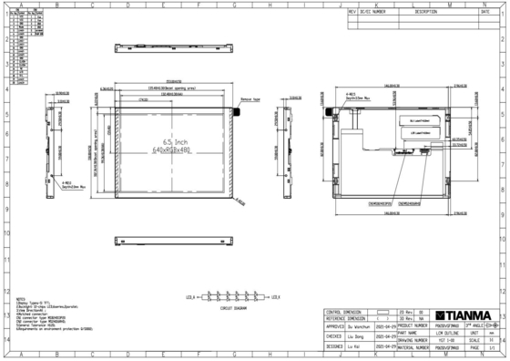 6.5'' VGA 640*RGB*480 LVDS интерфейс высококонтрастный широкотемпературный ЖК-модуль