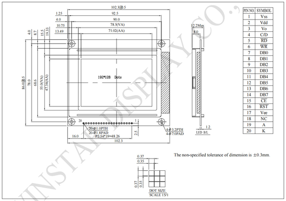 192*128 графическая широкая температура Winstar заменить RA6963 IC LCD модуль