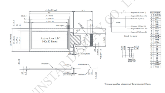 1.54' 160*80 Монохромный SSD1320 Ultra Wide Temperature OLED LCD Модуль