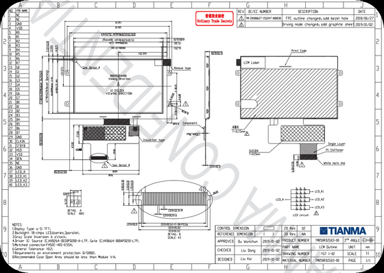 Tianma 5' 800*480 TFT HX8664 Модуль LCD с широкой температурой