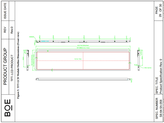 24′ BOE 1920RGB*360 Bar высококонтрастный TFT LCD модуль